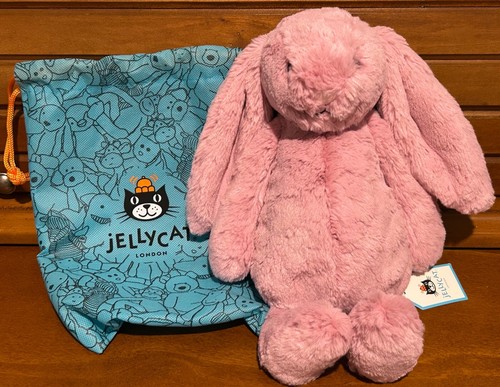 Jellycat Authentic ORIGINAL BASHFUL TULIP PINK BUNNY Medium 12" with Bag NWT