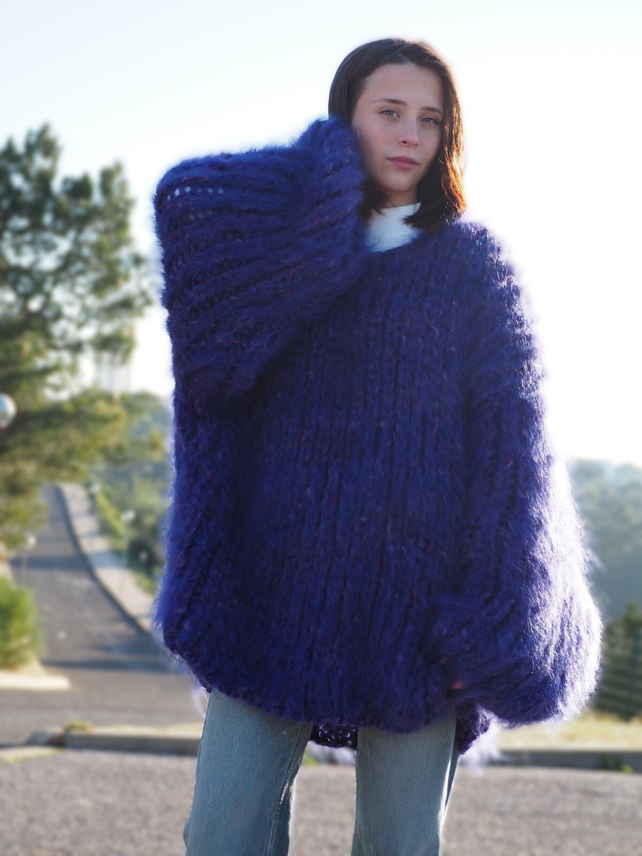 Mohair Sweater Thick Oversize Purple by Lanaknittings | eBay