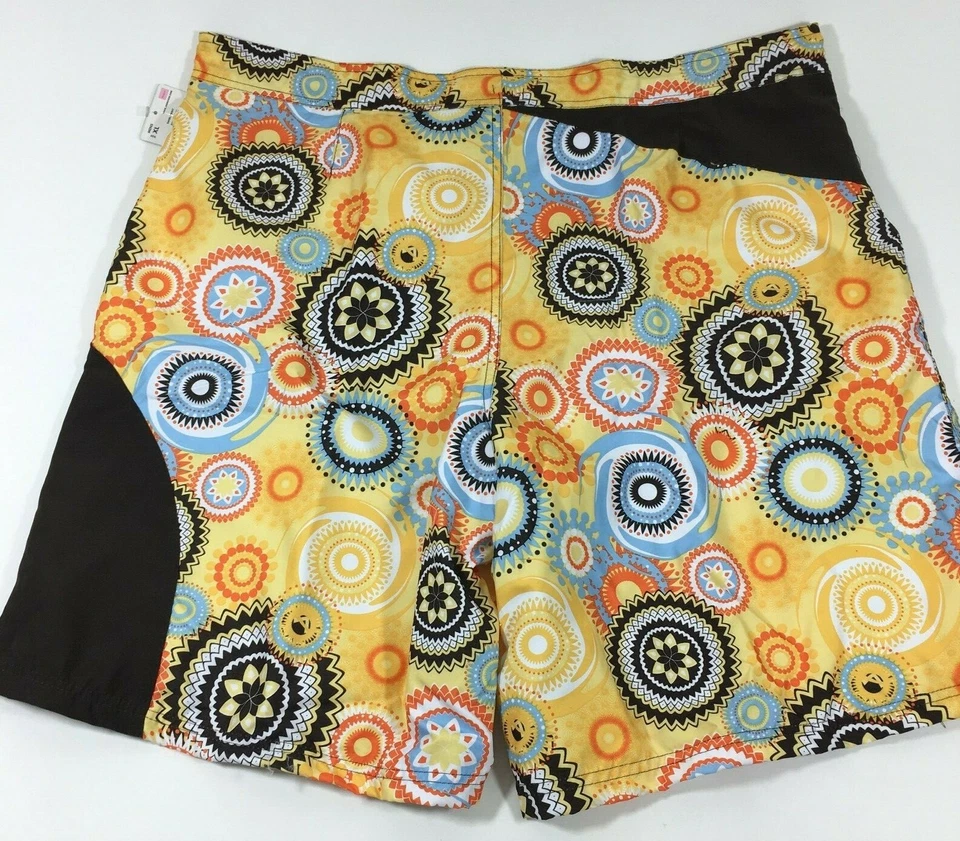 Pantalones Cortos de Natación JOE BOXER Marrón Amarillo Azul Floral Remolino Playa Para Hombre XL NUEVOS CON ETIQUETAS Foto 4 de 4