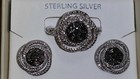 Kims Jeweler Sterling Silver Smoke/Black & White Diamond Spiral Ring&Earring Set — photo 2
