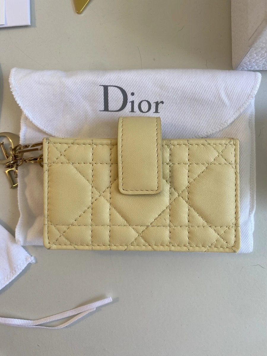 Dior Pink Cannage Patent Leather Lady Dior 5 Gusset Card Holder