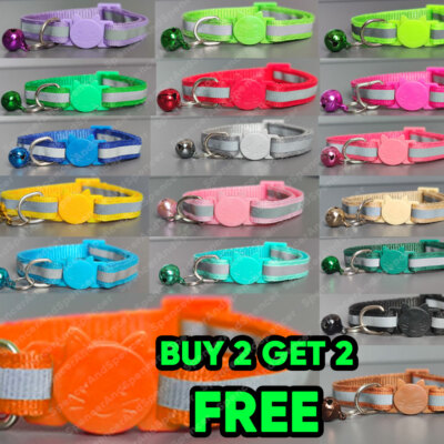 Sicherheitsverschluss Katze Kätzchen Halsband Schnellverschluss reflektierende Glocke Hi Vis verstellbar
