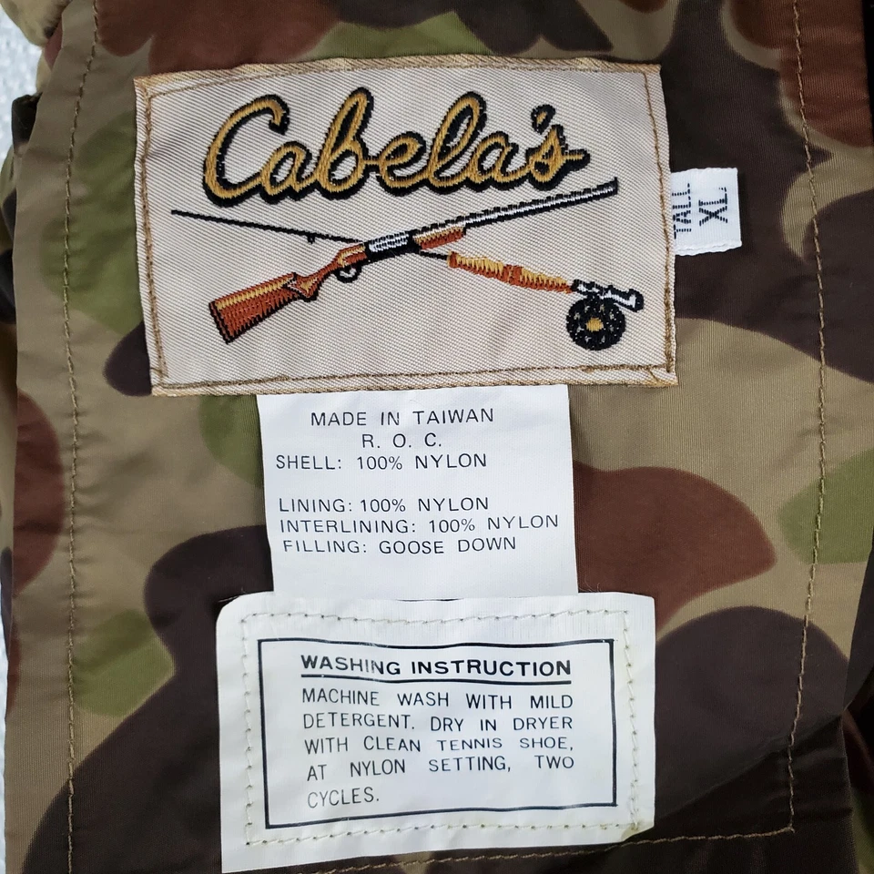 VTG CABELAS Size XL Tall XLT Mens Goose Down Reversible Camo Blaze Orange Jacket - Image 4 of 4
