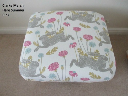 Clarke Fabric Footstools Pouffes Footstalls Accent Seagulls Coastal Floral Ochre - Picture 41 of 45