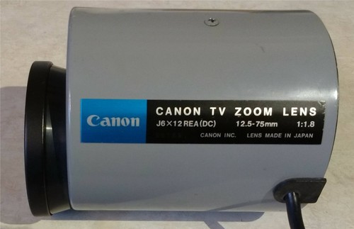 Canon TV Zoom Lens 75mm 12.5-75mm 1:1:8 J6 x 12 REA(DC) - Made in Japan ...