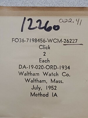 NOS Ord Issued Pack Of 2 Waltham 6/0 26227 Clicks For A-11 Navigation Hack Watch
