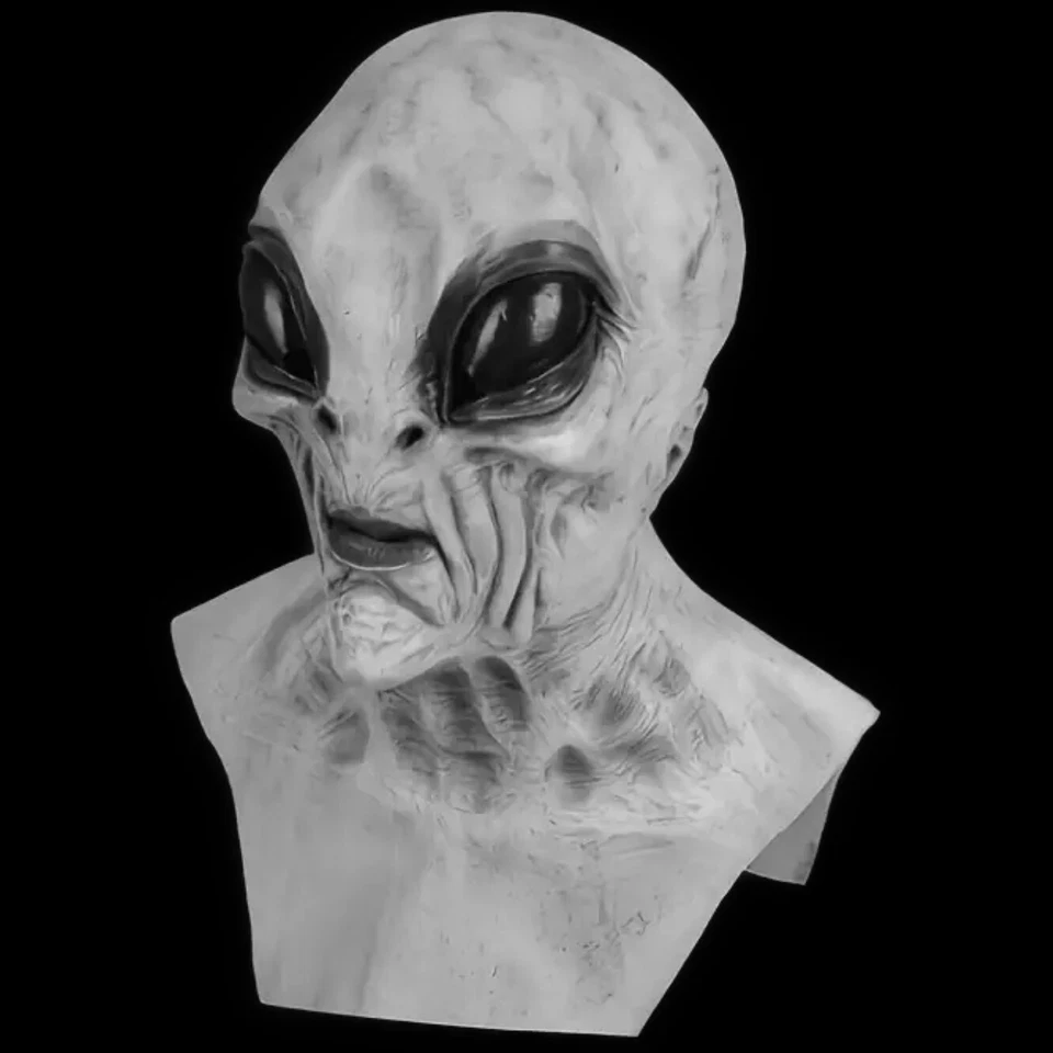 gruselige Maske Alien Außerirdischer Halloween Horror Vollmaske Latex Erwachsene - Bild 2 von 3