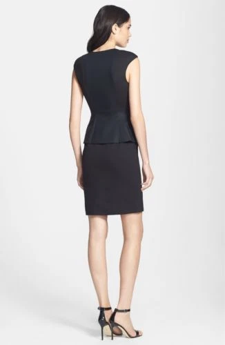 NEW TED BAKER London Black Jamthun Peplum Cotton Stretch Zip LBD
