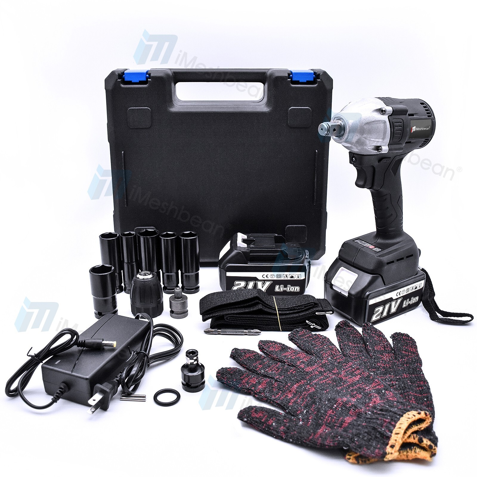21V Cordless Impact Wrench 1/2" 800Nm High Torque Brushless Drill with 2 Battery