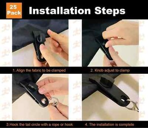 Heavy Duty 25 Pieces Lock Grip, Tarp Clips, Clamps, Pool Cover Clips, Tents, Car