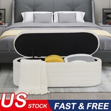 45.5" Storage Ottoman Bench Entryway Bench with Storage Bench End of Bed Stool 