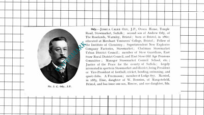 Joshua Caleb Ody Ovaca House Stowmarket Suffolk - 1911 Steckling