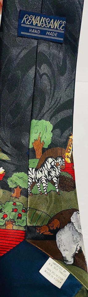 Corbata de cuello vintage renacentista Arca de Noé animales historia bíblica buen estado Foto 4 de 4