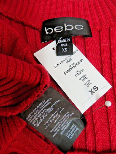 Sexy Bebe Sweater Dress tunic length Stretch silk Knit bodycon Red S - Picture 8 of 8