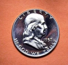 1957 Franklin Half Dollar - Brilliant Proof! - 90% SILVER - Free Shipping!