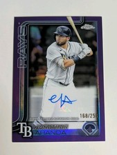Jonathan Aranda 2025 Topps Chrome Update Purple Refractor Auto /250 Rays