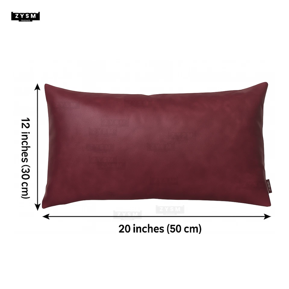 FUNDAS DE ALMOHADA DE CUERO REAL GRANATE NAPA DE OVEJA GENUINA 30*50 cm par Foto 2 de 4