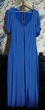 Vintage royal blue & white polka dot jersey midi occasion dress size 16 Quiz