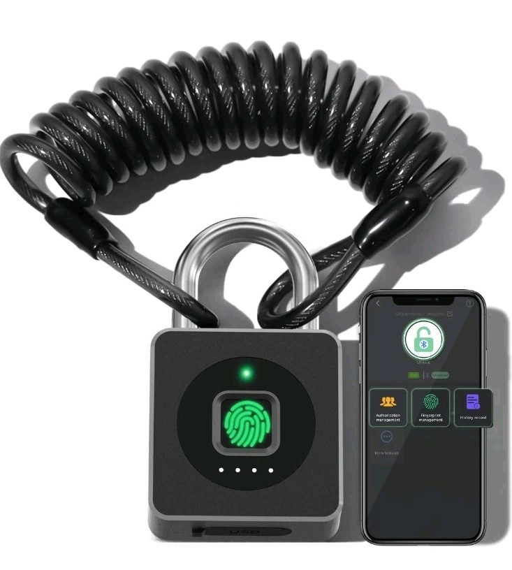Candado de huellas dactilares inteligente, resistente al agua y sin llave.