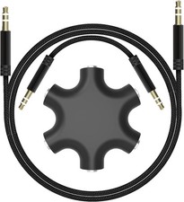 3.5mm Multi Headphone Audio Splitter 5-Jack Female Connector Adapter black