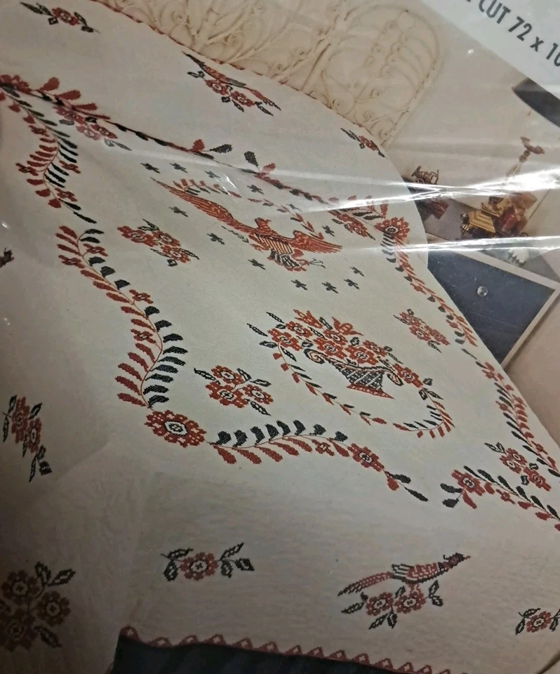 Vintage NIP Bucilla Jiffy Stamped Cross Stitch Quilt Americana Eagle Double Size - Image 2 of 4