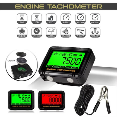 #ad LCD Digital Inductive Tachometer Hour Meter Gasoline Engine Gauge Waterproof USA $18.99