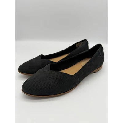 TOMS Julie Ballet Flats Black Perforated Suede Pointed Toe Shoes Womens 7 - Image 1 of 4