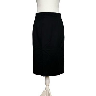 Maxmara Virgin Wool Pencil Skirt Black Size 8 High Waist Italian Made