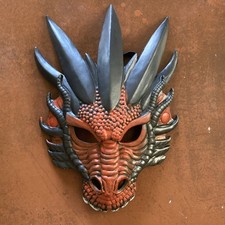 Dragon Red and Black Cosplay Halloween Costume Rubber Mask 8 X 12