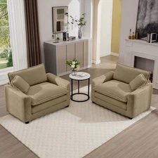 Luxurious and Sophisticated Deep Seated Sofa Set w/Two Single Chairs in Tan Co