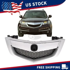 Front Bumper Upper Grille Mesh Grill for 2010-2013 Acura MDX Silver 75100STXA02