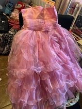 Pink Organza Formal Flower Girl Dress with Ruffle and Flower Accent