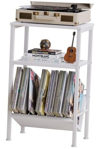 3-Tier Vinyl Record Player Stand with Storage Shelves for LP Storage-image