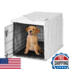 Sweet Jojo Designs 36" Dog Crate Cover - White/Grey Stripe Pet Cage Kennel