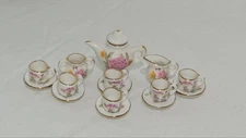 Vintage Floral Child's 16 Piece Tea Set Porcelain Tea Party Miniature Doll House