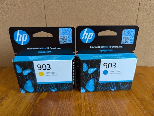 HP 903 HP Ink Cartridge Genuine HP Officejet T6L95AE T6L87AE Yellow Cyan Bundle - Picture 1 of 5
