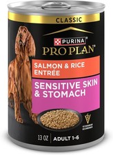 12-Pack 13OZ Cans Sensitive Skin and Stomach Dog Food Wet Pate Salmon and Rice 4.95 per gallon