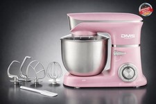 DMS KM-1900P Küchenmaschine, Farbe: Schwarz, 6 Liter, 1900 W Rühren Kneten Pink