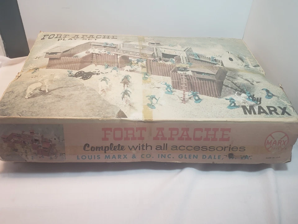 Marx Fort Apache Play set W/box Instructions Calvary Supply Tin Litho No 3681 - Image 2 of 4
