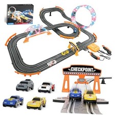 2-in-1 Slot Car Race Track Sets - Electric Race Car Track with 18.04 FT Style 1