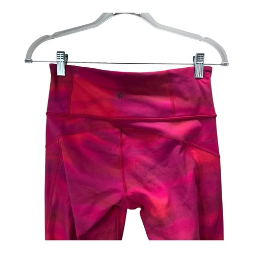 Athleta Rainier Printed Tight SMALL Yoga Activewear Pink Purple Reflective - Picture 3 of 7