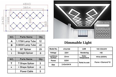 Sechseckiges Wabenlichter Wabendecken Lichtsystem 4.02 x 2.91 m
