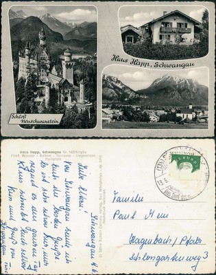 Schwangau Mehrbild-AK mit Haus Happ, Schloss u. Teilansicht 1960