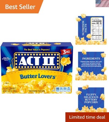 Quick and Tasty Butter Lovers Microwave Popcorn - 3-Count, 2.75 oz Snack Packs