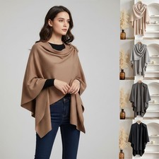 Ladies Knitted Sweater Poncho Cape Shawl Wrap Cardigan Winter Scarf Jumper Tops
