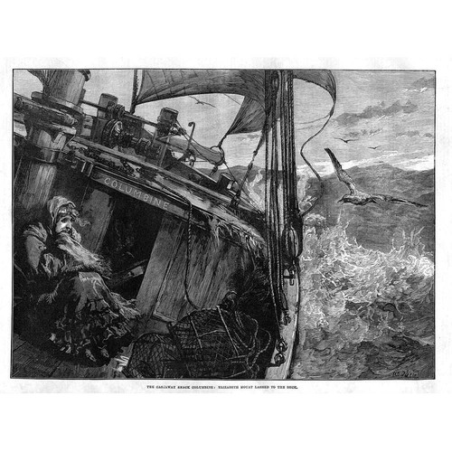 The Castaway Smack Collumbine Elizabeth Mouat Lashed to the Deck -Old Print 1886