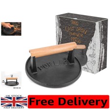 Versatile Heavy-Duty Burger Press - 7-Inch Cast Iron for Home & Outdoor Cooking