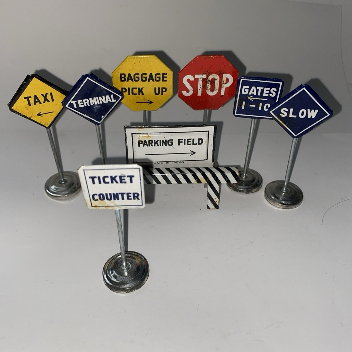 Cragstan Airport Tin Sign Set Scale Model Miniatures w/ Box ~ Made