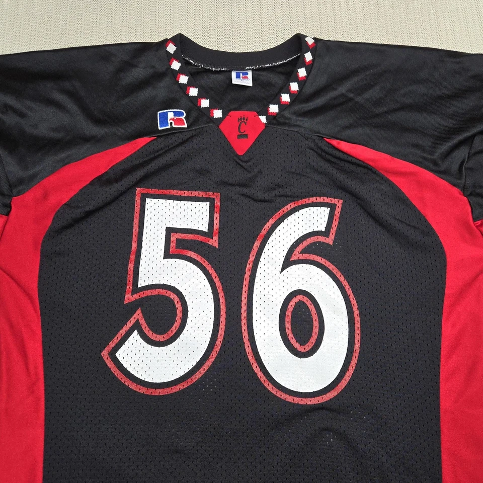 Cincinnati Bearcats Football Jersey Mens XL Black Red NCAA 56 Russell Made USA - Image 3 of 4