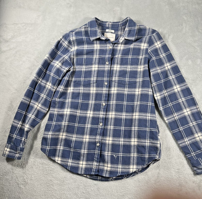 Thread&Supply Womens L Flannel Shirt With Pockets Relaxed Fit Plaid Button Up